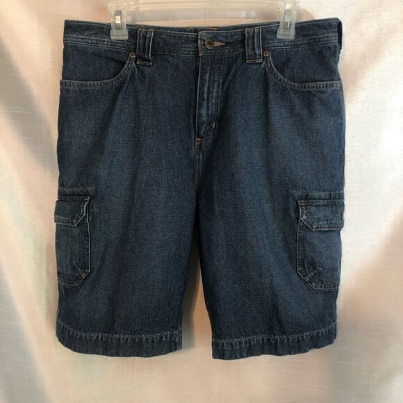 Duluth Trading Cargo Jean Shorts Med Wash High Rise Ladies 12 - Picture 9 of 10